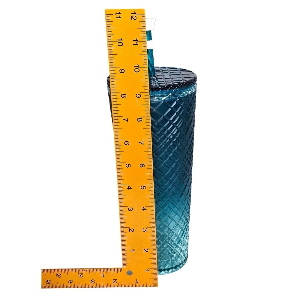 Starbucks Venti Tumbler 24oz Teal Blue Ombre Diamond Grid Cold Cup 2021 Collecti
